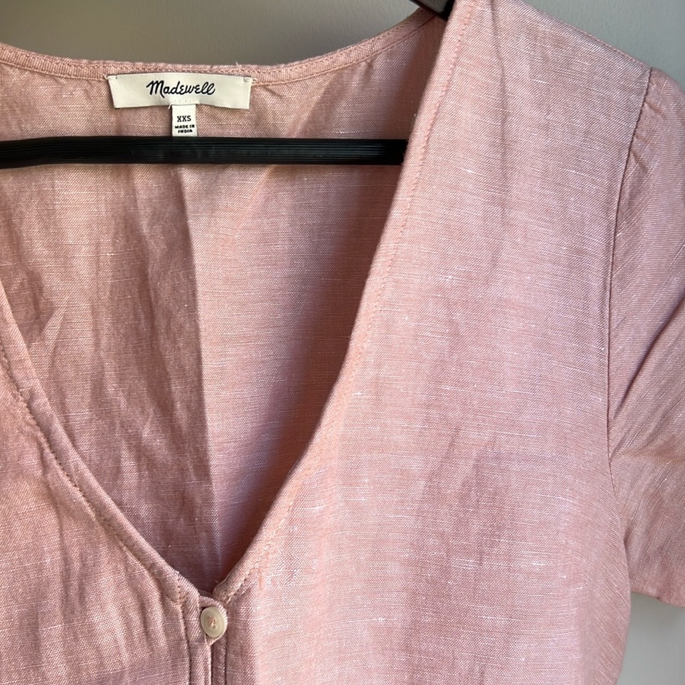 Madewell Linen-Blend Alexandra Button-Front Mini Dress - Picture 4 of 5
